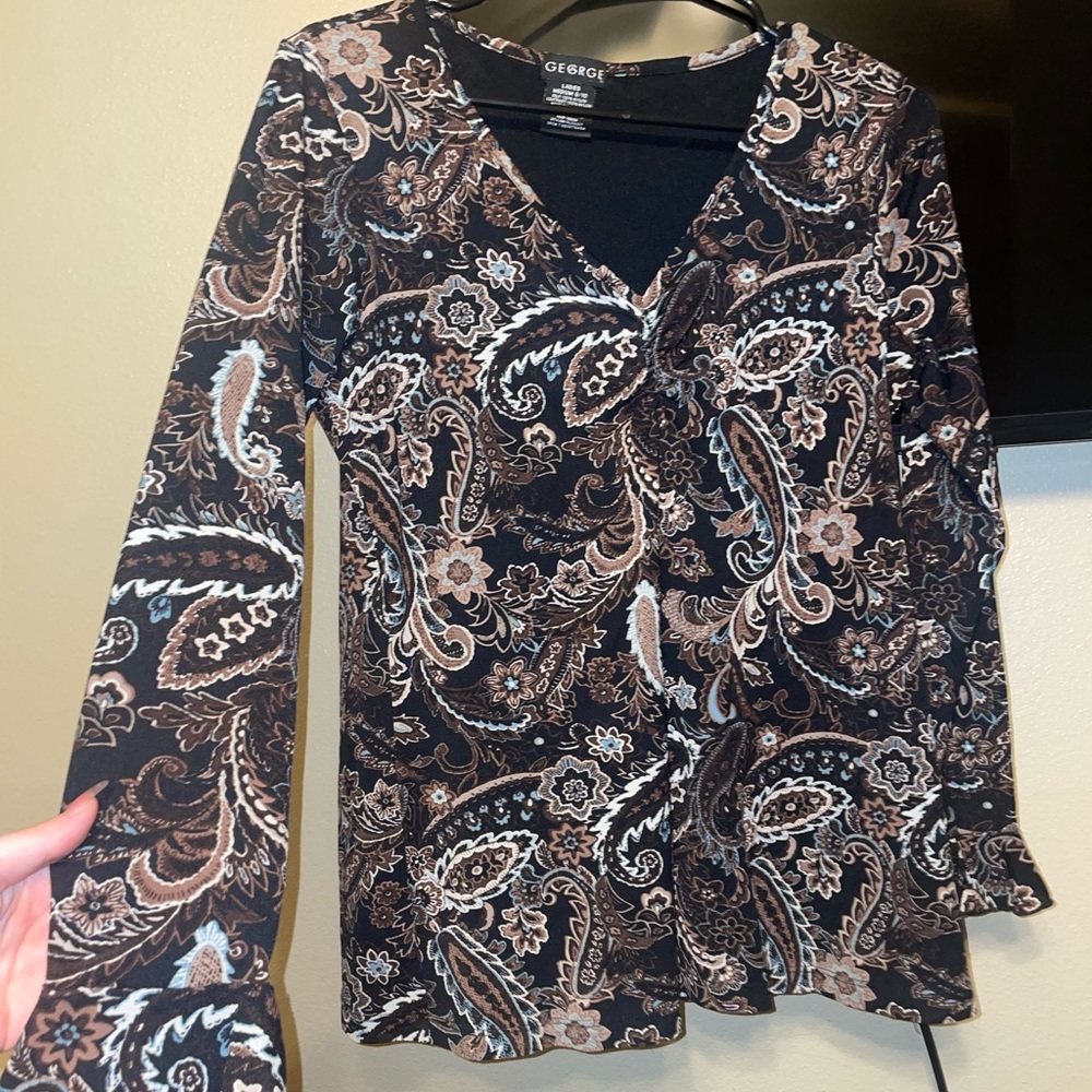 GEORGE medium 8/10 Paisley Bell-Bottom Long-sleeved blouse